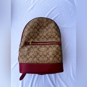 Unused Coach Burgundy & Tan Backpack